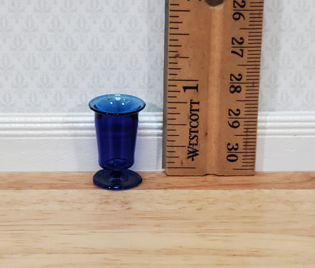 Dollhouse Vase Cobalt Blue Footed Glass 1:12 Scale Miniature Philip Grenyer - Miniature Crush