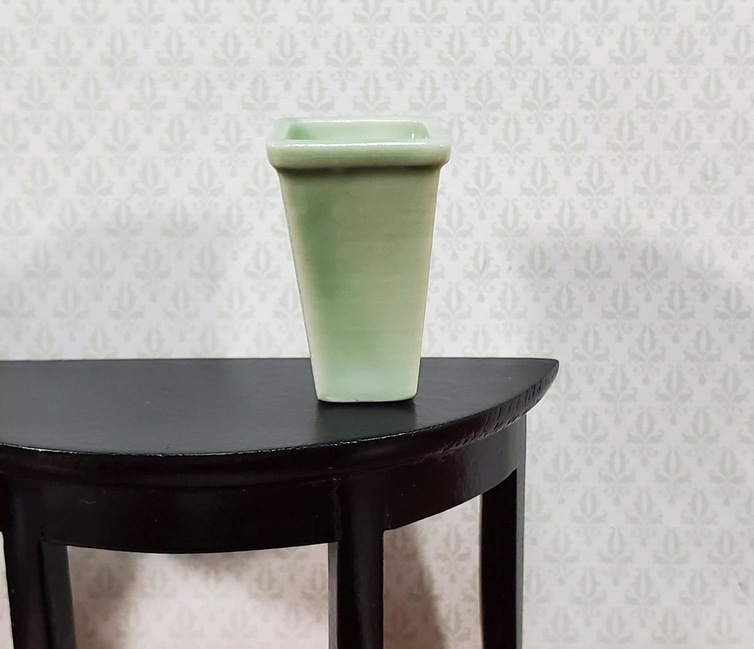 Dollhouse Vase for Flowers Sea Green Tall Square 1:12 Scale Miniature Accessory - Miniature Crush