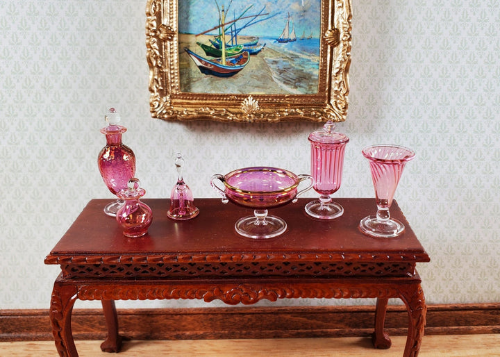 Dollhouse Vase Pink Cranberry Glass Swirl 1:12 Scale Miniature Philip Grenyer - Miniature Crush