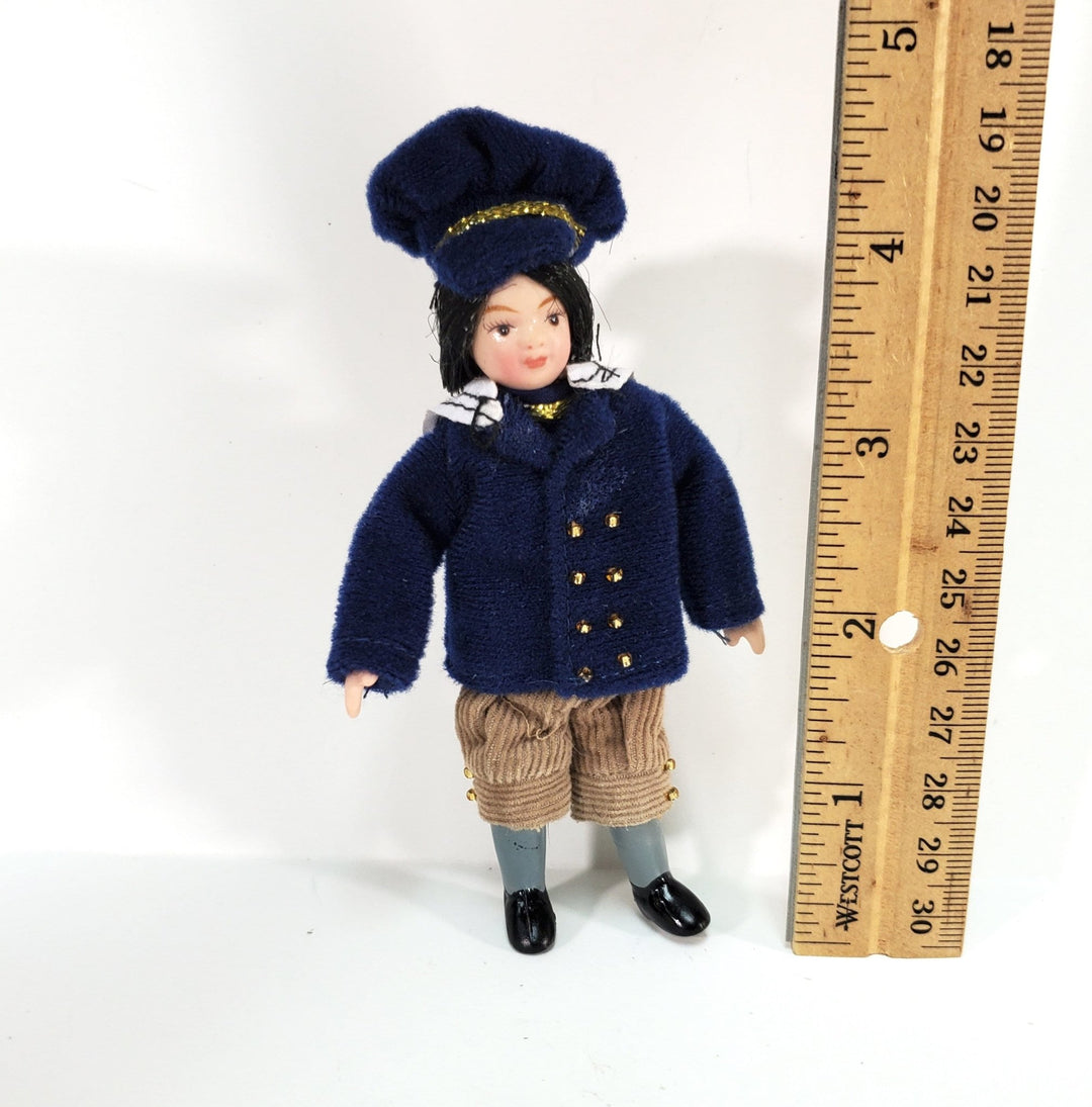 Dollhouse Victorian Boy in Blue Son Doll Porcelain 1:12 Scale Miniature Family - Miniature Crush