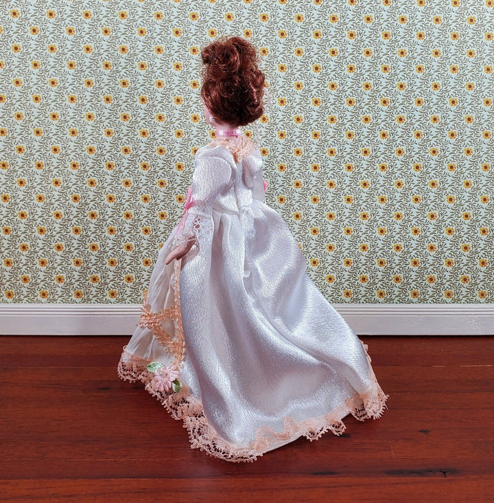 Dollhouse Victorian Doll Porcelain White Lace Dress 1:12 Scale Miniature - Miniature Crush