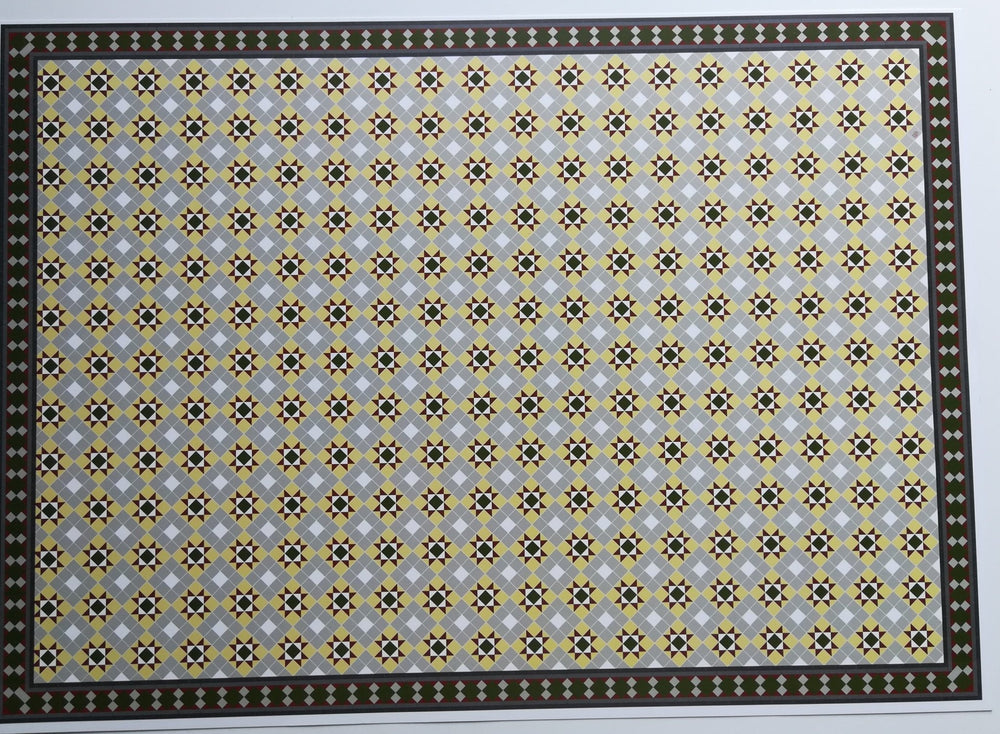 Dollhouse Victorian Faux Tile Flooring Diamond Pattern Green Gray 1:12 - Miniature Crush