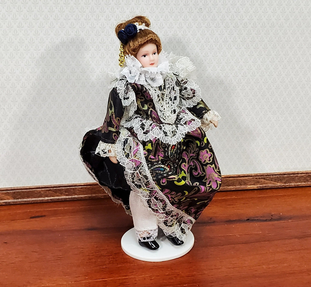 Dollhouse Victorian Lady Doll Poseable Fabric Lace Dress 1:12 Scale Miniature - Miniature Crush