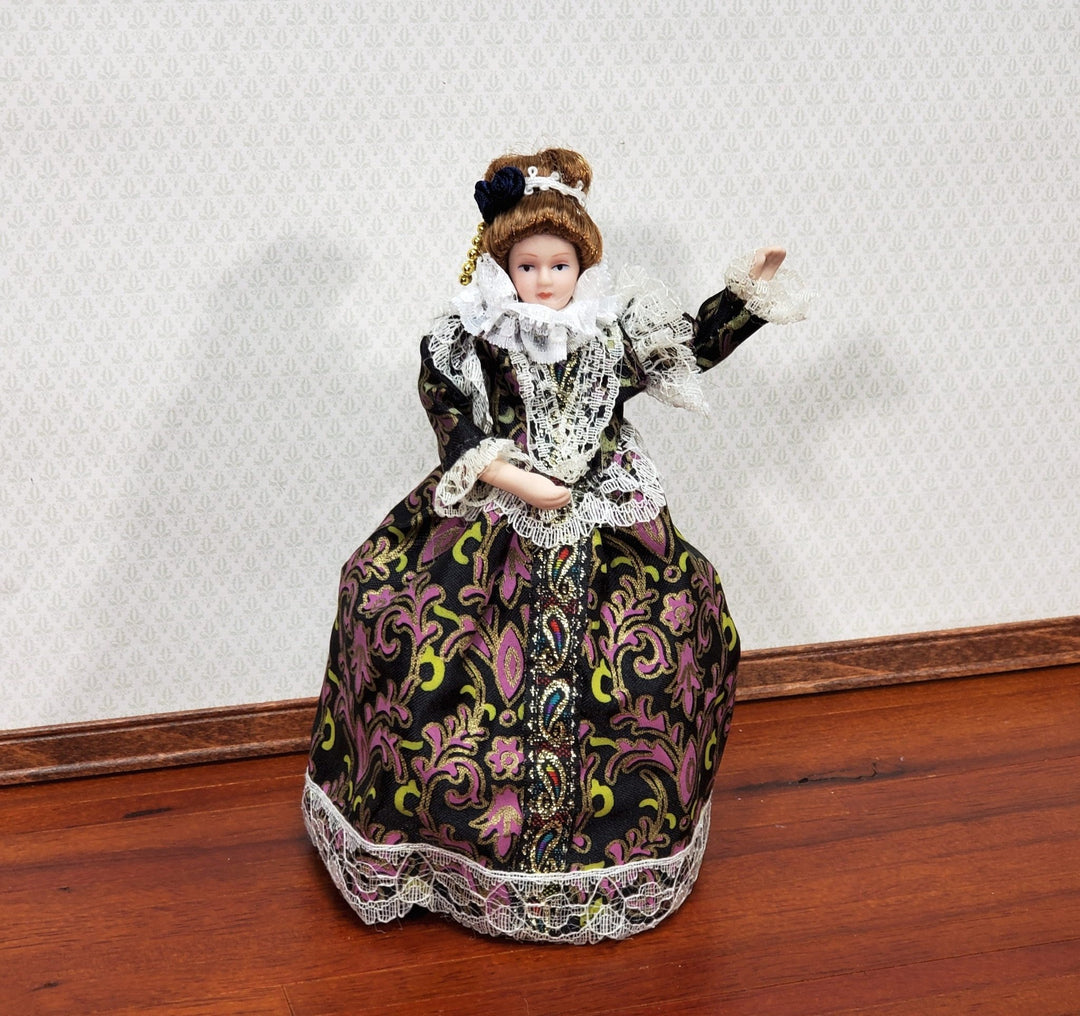 Dollhouse Victorian Lady Doll Poseable Fabric Lace Dress 1:12
