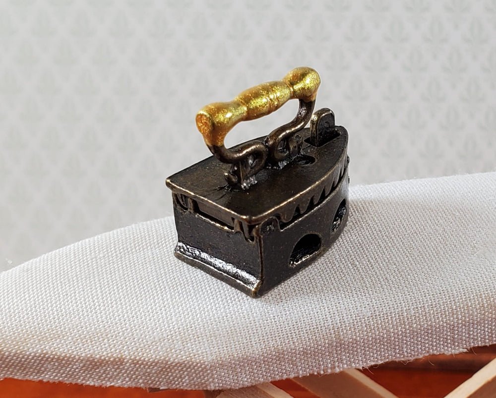 Dollhouse Vintage Coal Iron Bronze 1:12 Scale Primitive Miniature Laundry Room - Miniature Crush