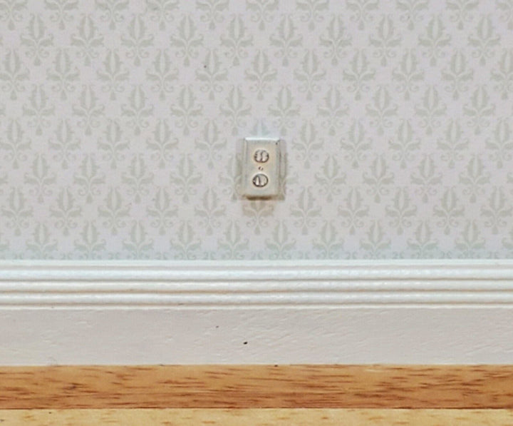 Dollhouse Wall Outlet Tiny Plug Metal 1:12 Scale Modern Miniatures - Miniature Crush