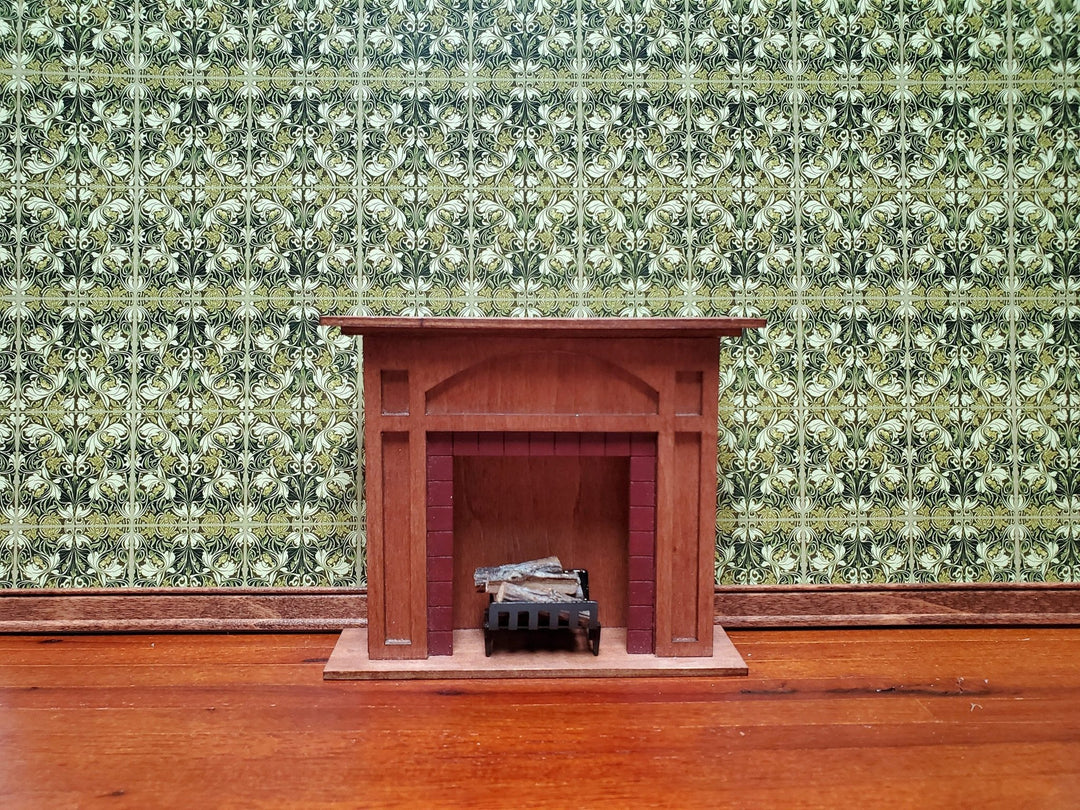 Dollhouse Wallpaper Art Nouveau Victorian Style Greens 1:12 Scale MiniatureCrush Exclusive - Miniature Crush