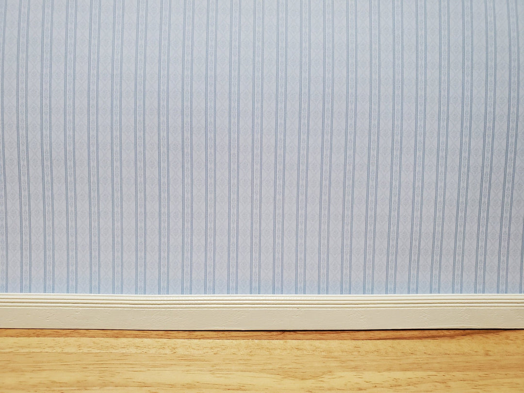 Dollhouse Wallpaper Blue Pale Subtle Stripes 3 Sheets 1:12 Scale Miniatures - Miniature Crush