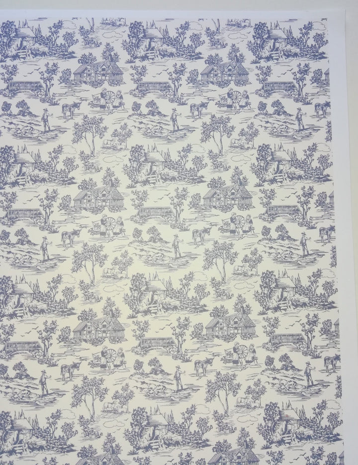 Dollhouse Wallpaper Brodnax "Campagne Toile Blue" 1:12 Scale Miniature - Miniature Crush