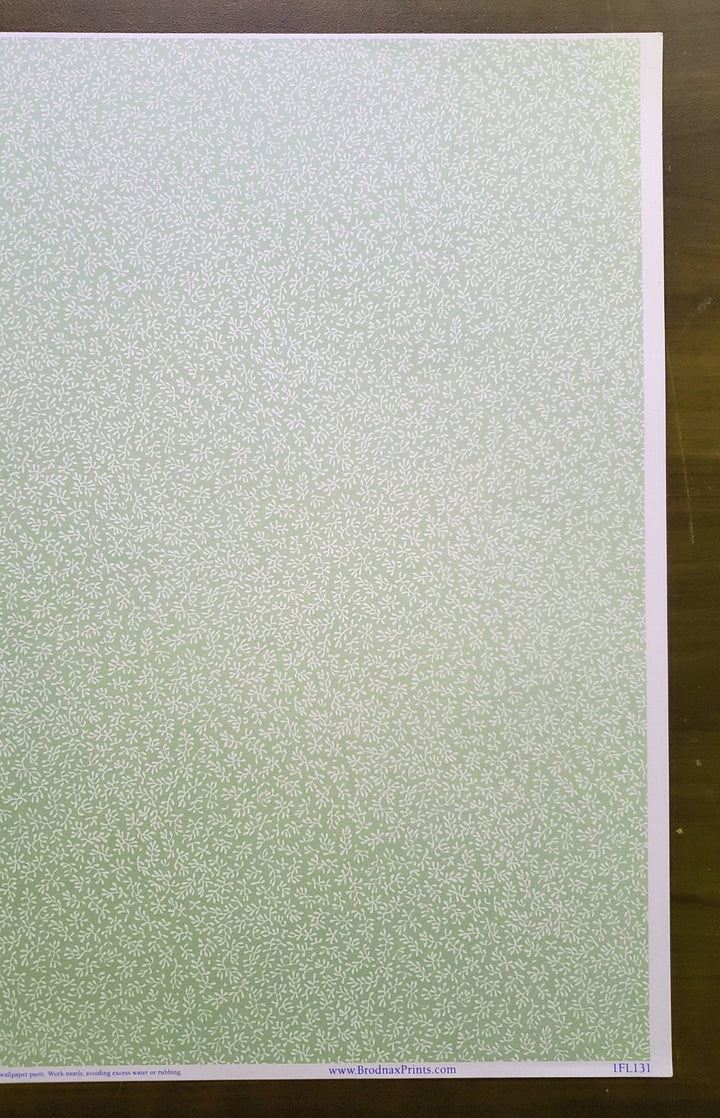 Dollhouse Wallpaper Brodnax Sage Green & White "Conservatory" 1:12 Scale Miniature - Miniature Crush