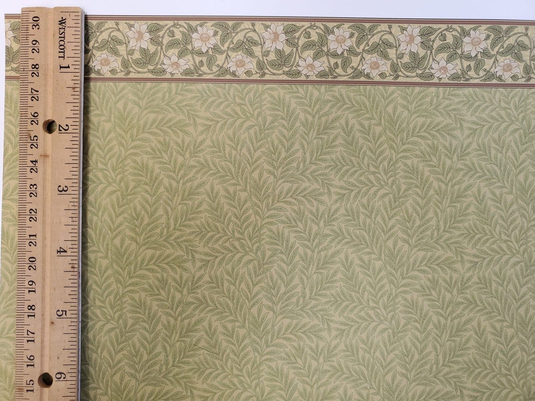 Dollhouse Wallpaper Clematis Leaves Arts and Crafts Bradbury & Bradbury 1:12 Scale - Miniature Crush