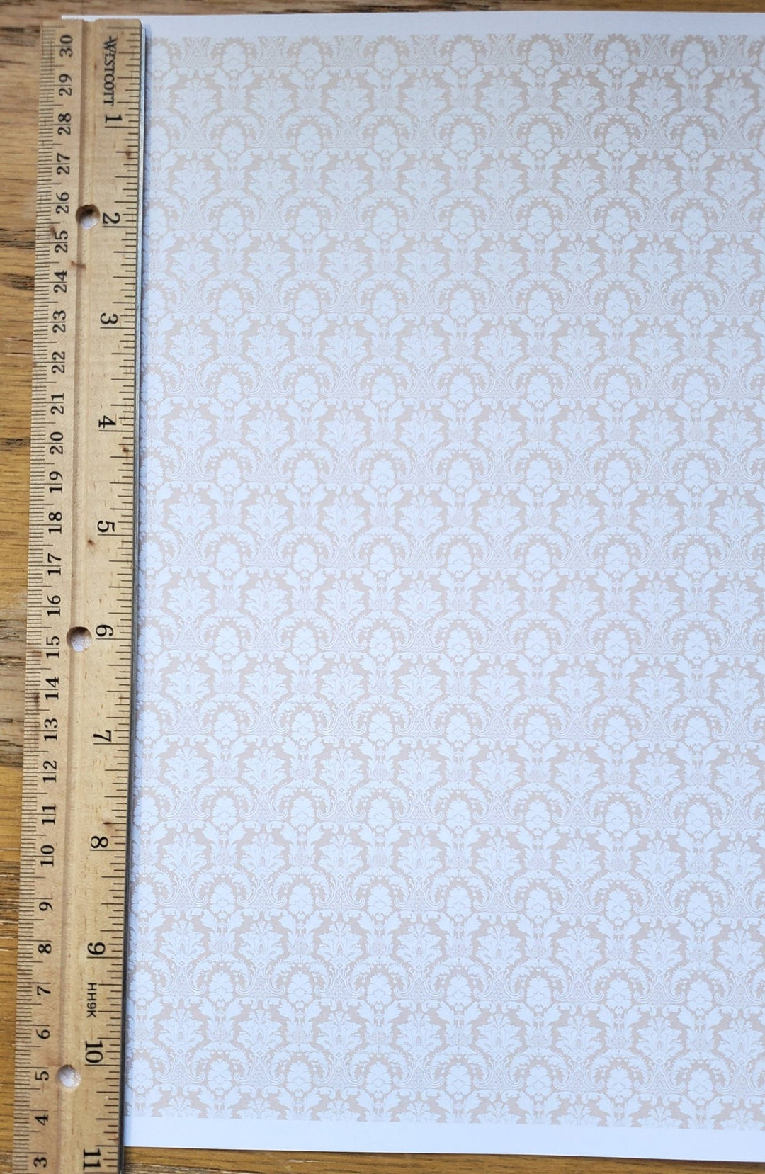 Dollhouse Wallpaper Damask Beige Light Tan 1:12 Scale Itsy Bitsy 2791NB - Miniature Crush