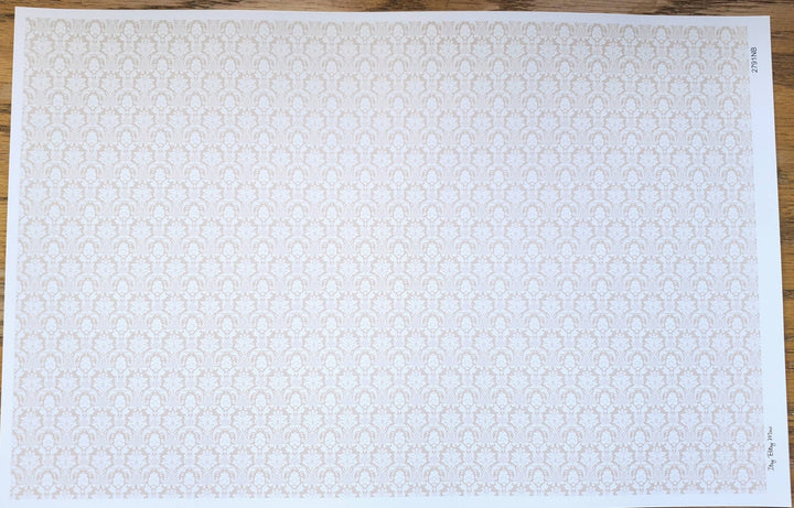Dollhouse Wallpaper Damask Beige Light Tan 1:12 Scale Itsy Bitsy 2791NB - Miniature Crush