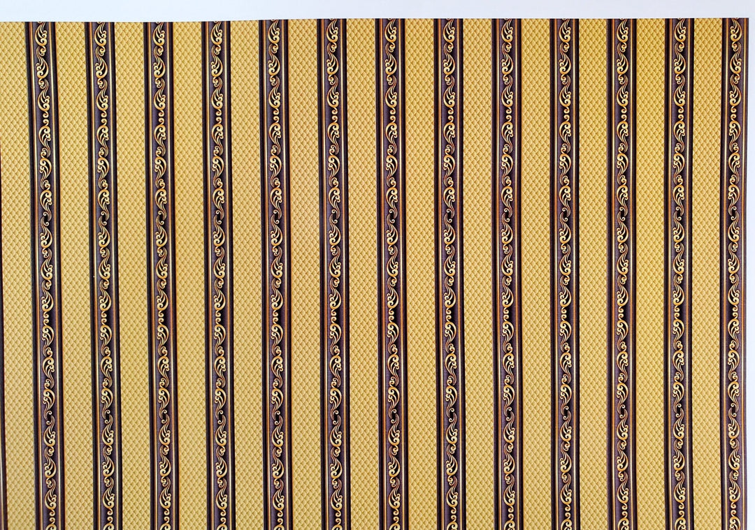 Dollhouse Wallpaper Gold & Black Wide Stripes World Model WM35584 - Miniature Crush