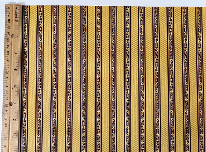 Dollhouse Wallpaper Gold & Black Wide Stripes World Model WM35584 - Miniature Crush