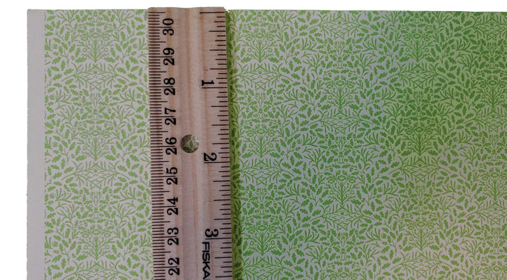 Dollhouse Wallpaper Green and Cream Leaves Branches "Acorn" 1:12 Scale Miniature - Miniature Crush