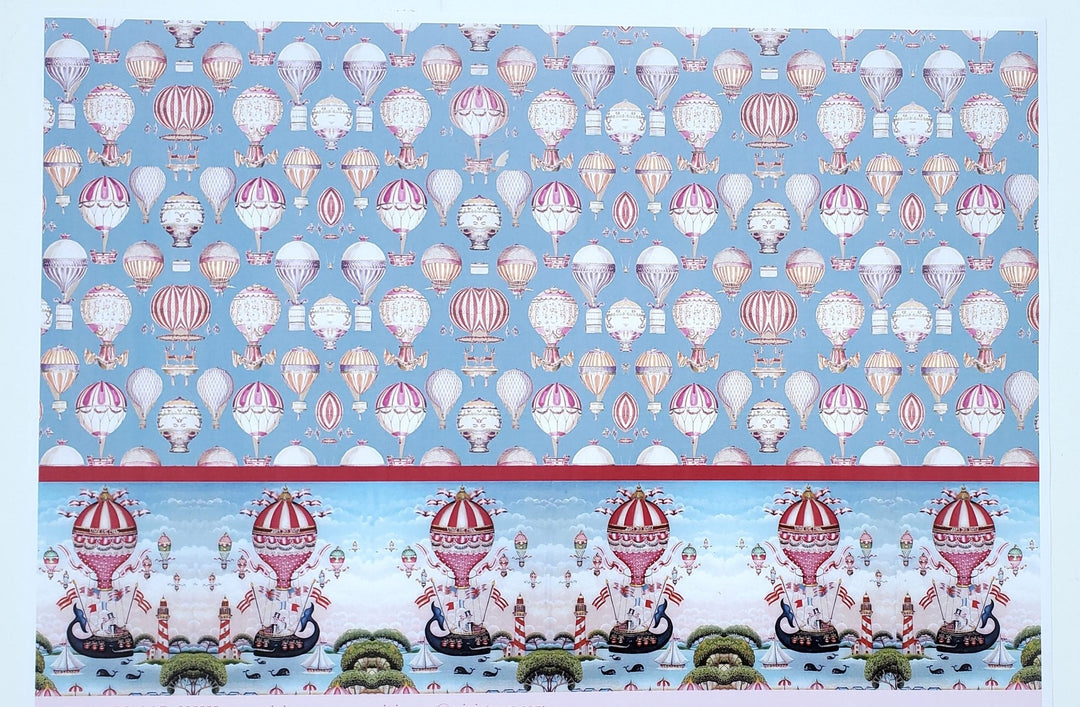 Dollhouse Wallpaper Hot Air Balloons & Whales Nursery by World Model 3555 - Miniature Crush