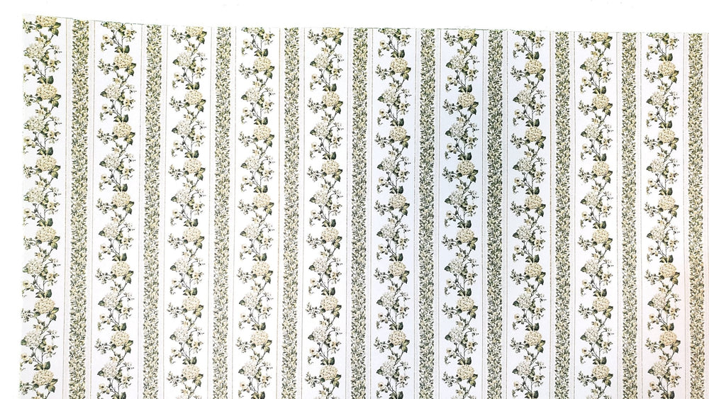 Dollhouse Wallpaper Hydrangeas Green 3 Sheets MiniGraphics "Kismet Stripe" 1:12 Scale - Miniature Crush