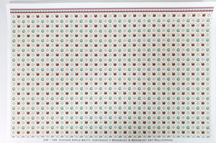Dollhouse Wallpaper Kitchen "Apple Betty" Design Bradbury & Bradbury 1:12 Scale - Miniature Crush
