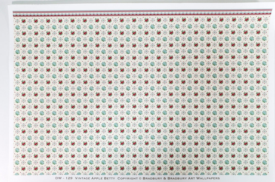 Dollhouse Wallpaper Kitchen "Apple Betty" Design Bradbury & Bradbury 1:12 Scale - Miniature Crush