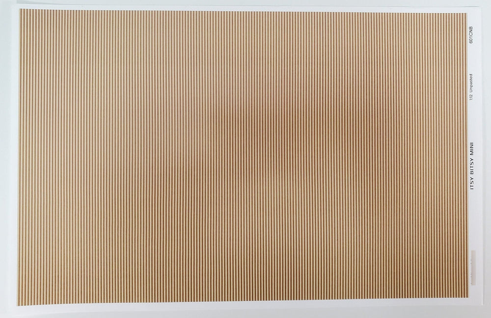 Dollhouse Wallpaper Narrow Stripes Brown & Tan 1:12 Scale Miniatures Itsy Bitsy - Miniature Crush