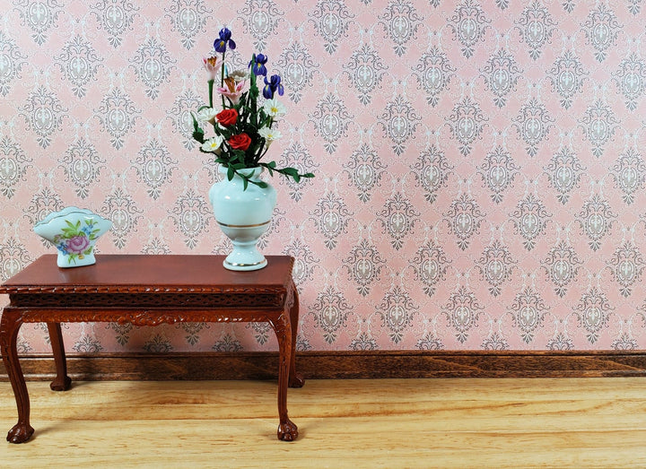 Dollhouse Wallpaper Peachy Pink Victorian 1:12 Scale Miniature by Itsy Bitsy - Miniature Crush