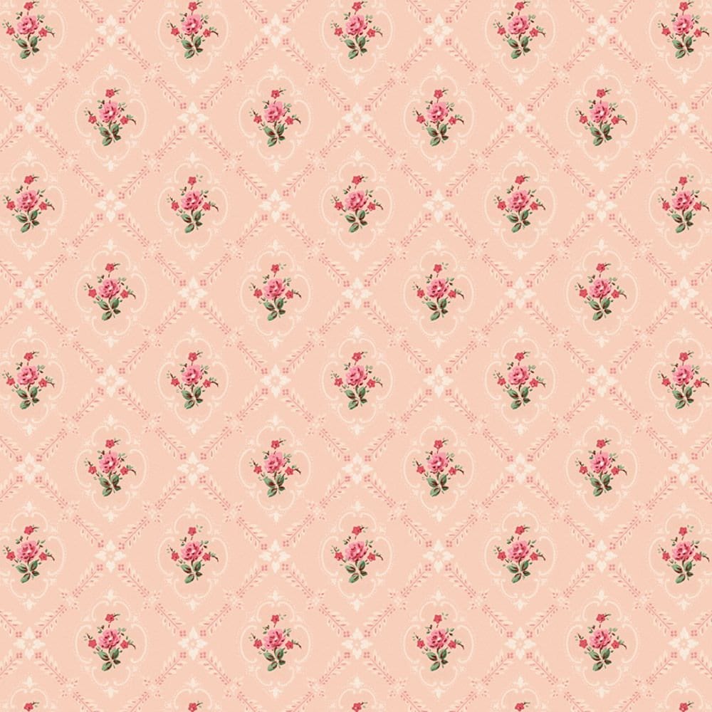 Dollhouse Wallpaper Pink Floral "Wallflowers" Design Bradbury & Bradbury 1:12 Scale - Miniature Crush