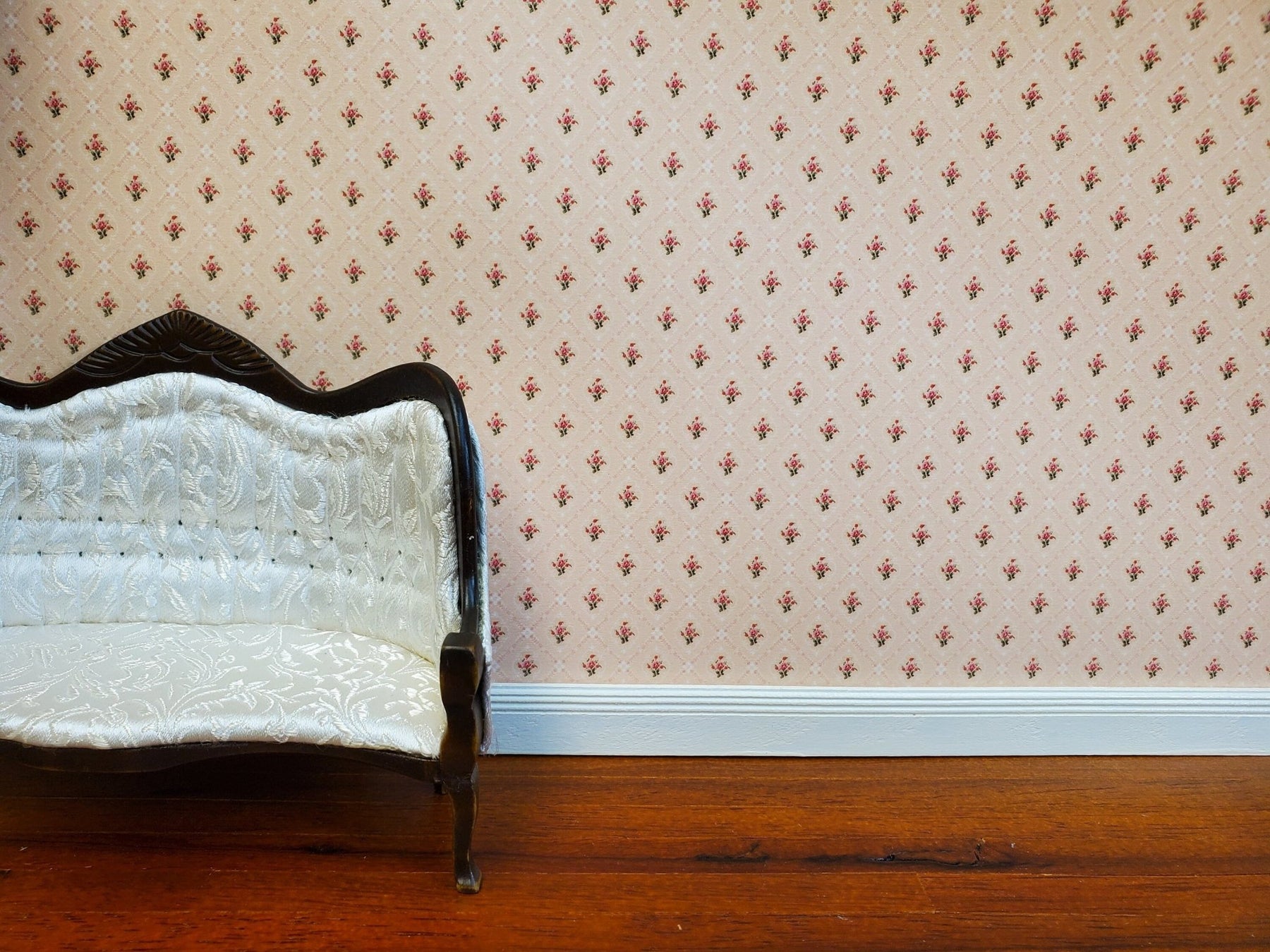 Dollhouse Wallpaper Pink Floral "Wallflowers" Design Bradbury ...