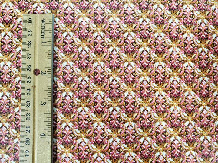 Dollhouse Wallpaper Pink Gold White Formal Elegant 1:12 Scale MiniatureCrush Exclusive - Miniature Crush