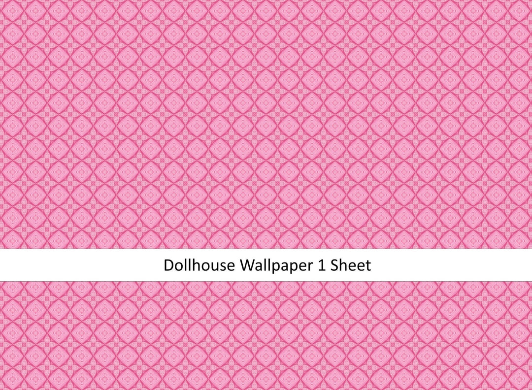 Dollhouse Wallpaper PINK Modern Style 1:12 Scale MiniatureCrush Exclusive - Miniature Crush