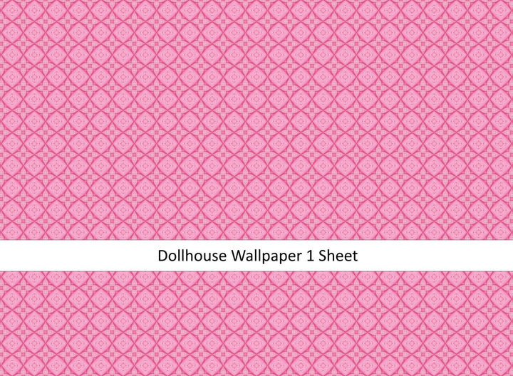 Dollhouse Wallpaper PINK Modern Style 1:12 Scale MiniatureCrush Exclusive - Miniature Crush