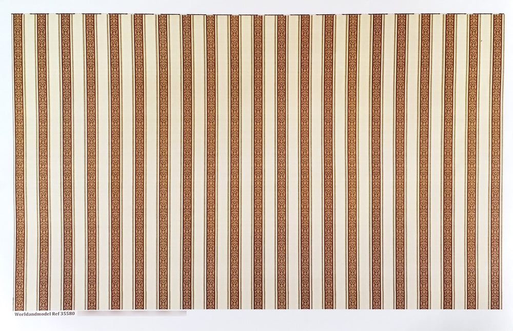 Dollhouse Wallpaper Wide Stripes Rust Beige Gold 1:12 Scale World Model 35580 - Miniature Crush