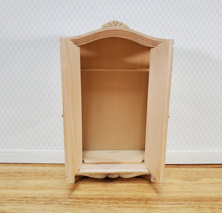 Dollhouse Wardrobe Armoire Closet 1:12 Scale Miniature Furniture Unpainted Wood - Miniature Crush