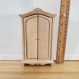 Dollhouse Wardrobe Armoire Closet 1:12 Scale Miniature Furniture Unpainted Wood - Miniature Crush