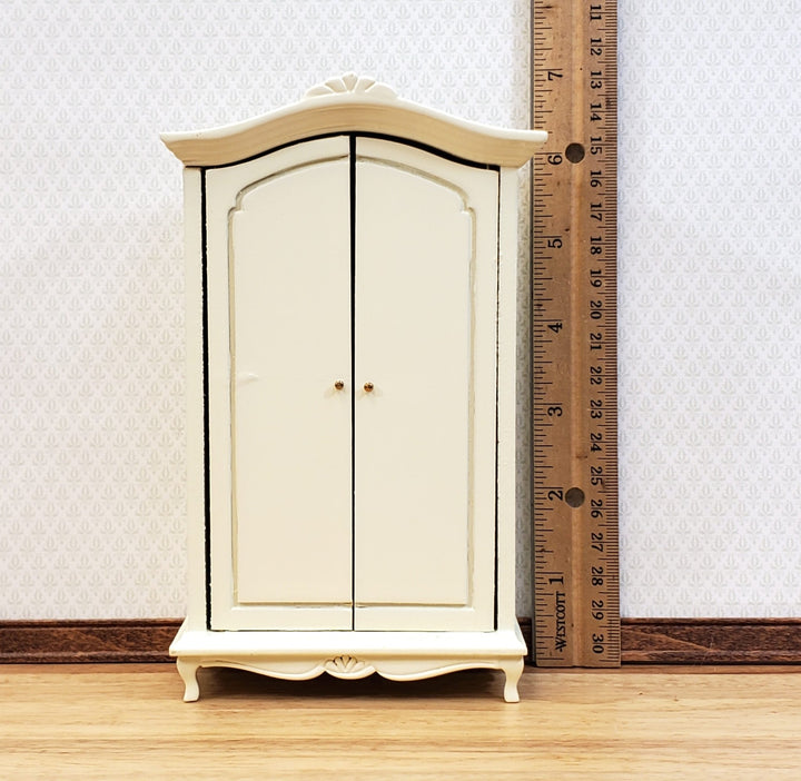 Dollhouse Wardrobe Armoire Closet Cream Finish 1:12 Scale Miniature Furniture - Miniature Crush