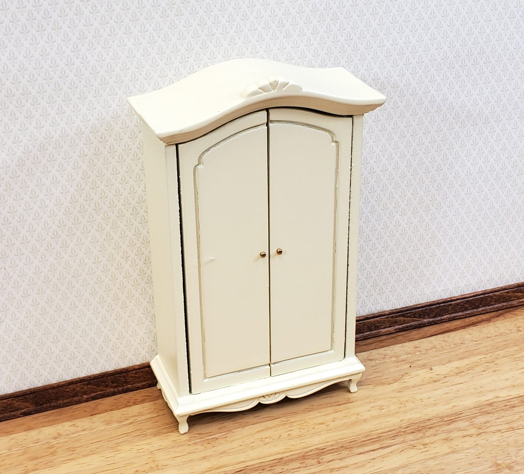 Dollhouse Wardrobe Armoire Closet Cream Finish 1:12 Scale Miniature Furniture - Miniature Crush