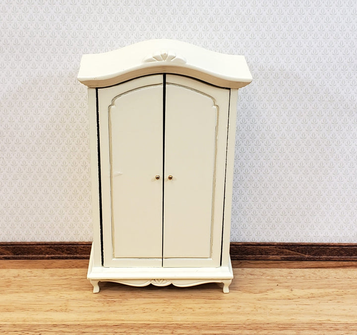 Dollhouse Wardrobe Armoire Closet Cream Finish 1:12 Scale Miniature Furniture - Miniature Crush