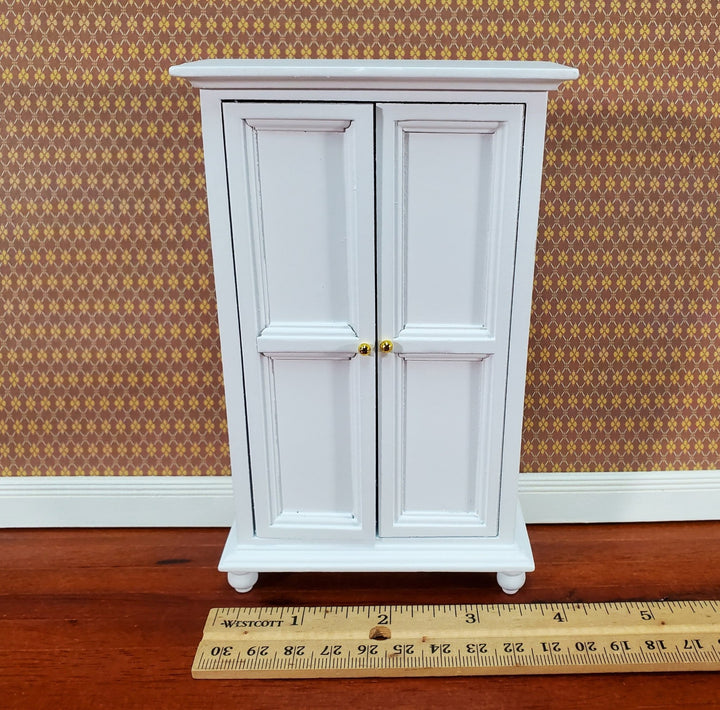 Dollhouse Wardrobe Armoire Closet Large Furniture 1:12 Scale Miniature White Wood - Miniature Crush
