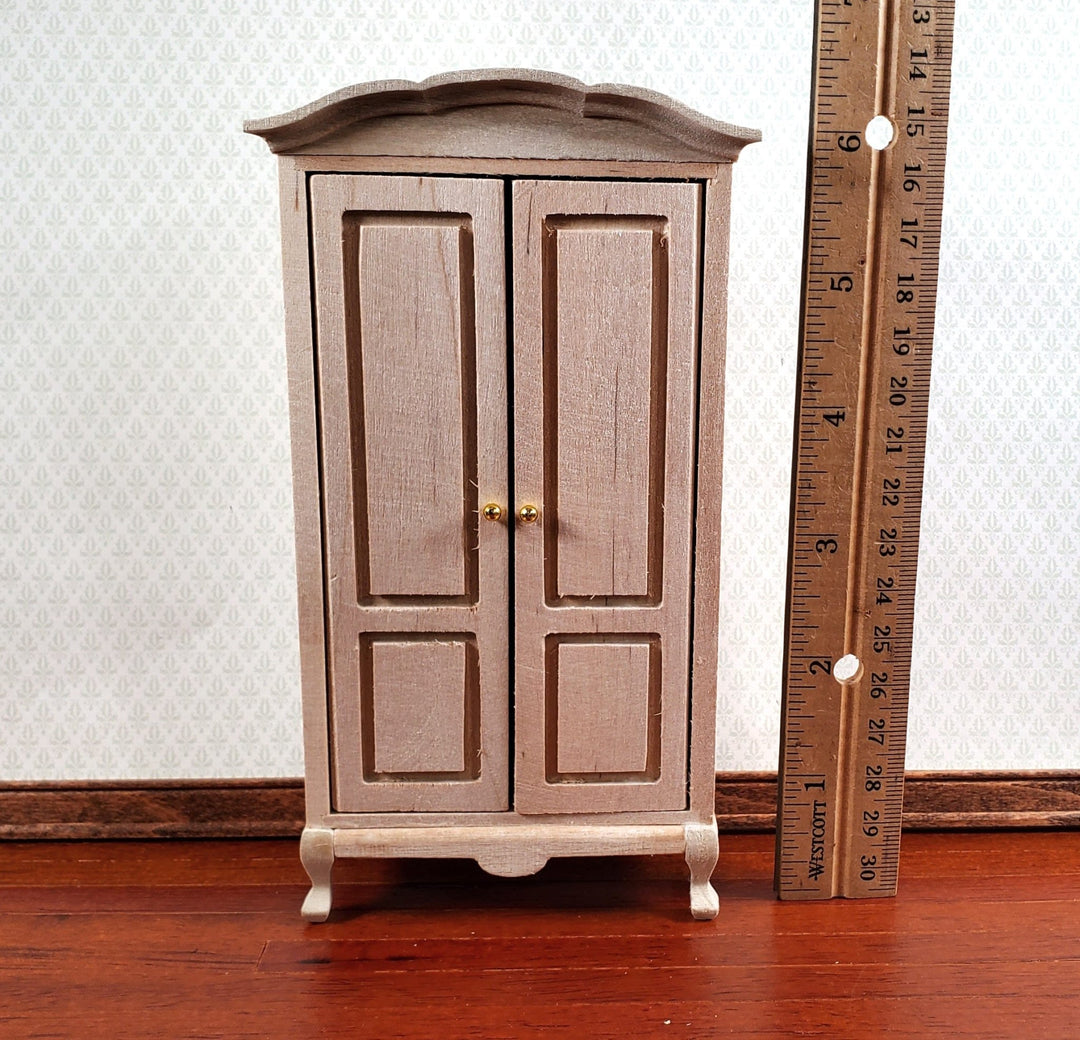 Dollhouse Wardrobe Tall Armoire Closet Furniture 1:12 Scale Unpainted - Miniature Crush