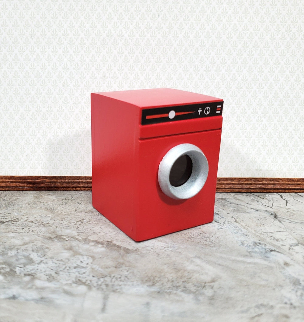 Dollhouse Washing Machine or Dryer in RED and Black Modern Front Load 1:12 Scale Furniture - Miniature Crush