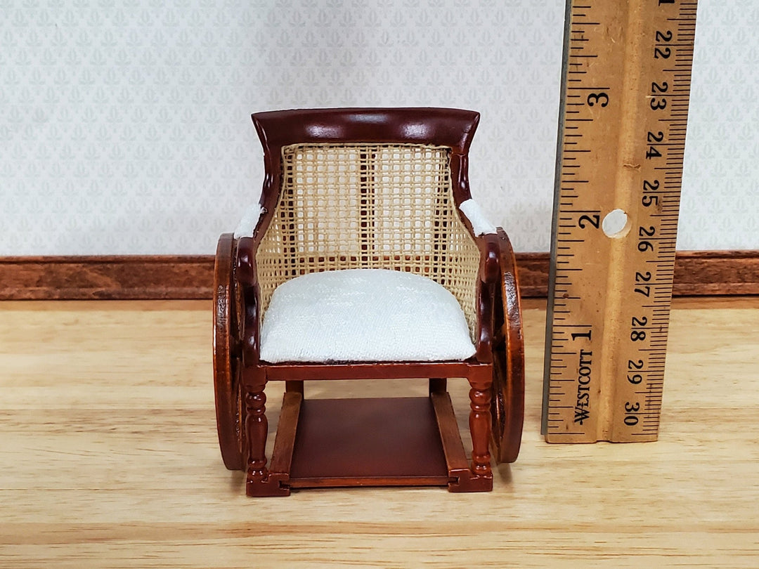 Dollhouse Wheelchair Cane Back Vintage Style Wood Moving Wheels 1:12 Scale Miniature Accessory - Miniature Crush