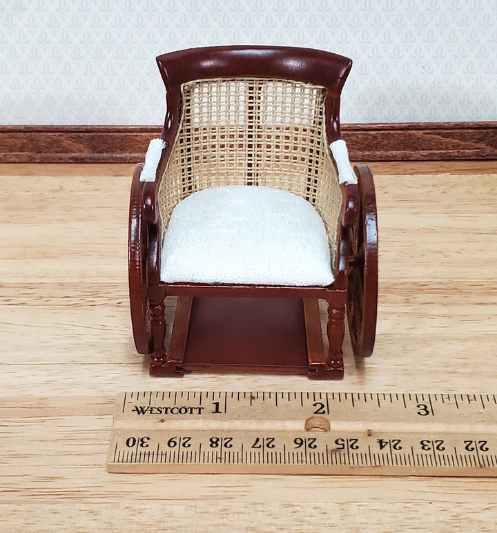 Dollhouse Wheelchair Cane Back Vintage Style Wood Moving Wheels 1:12 Scale Miniature Accessory - Miniature Crush