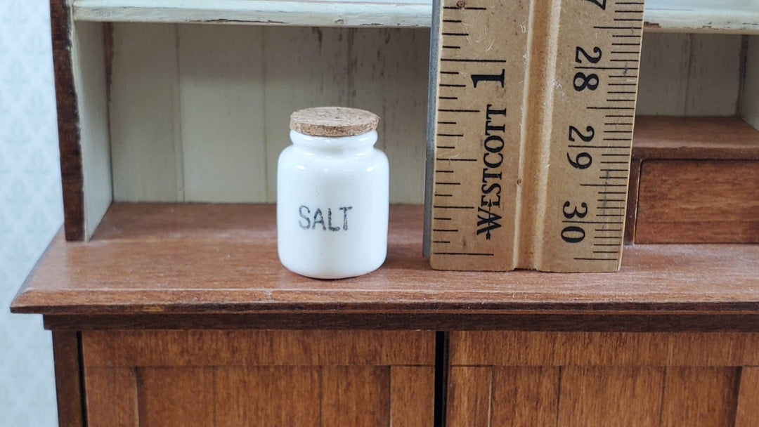 Dollhouse White Crock SALT Container Cork Top 1:12 Scale Miniature Handmade Kitchen - Miniature Crush