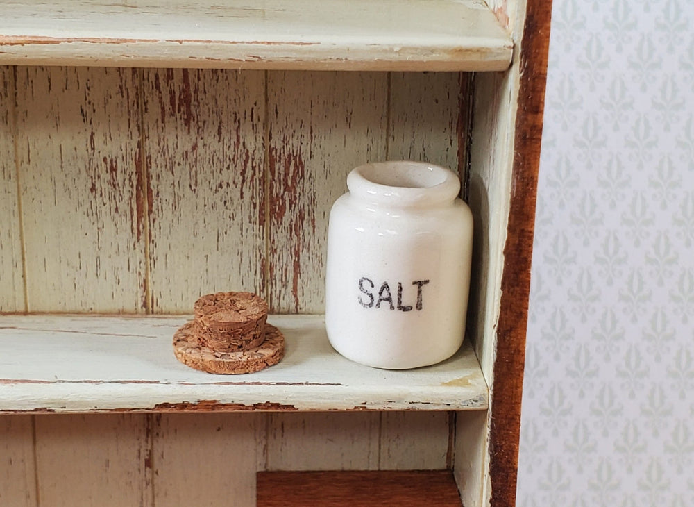 Dollhouse White Crock SALT Container Cork Top 1:12 Scale Miniature Handmade Kitchen - Miniature Crush