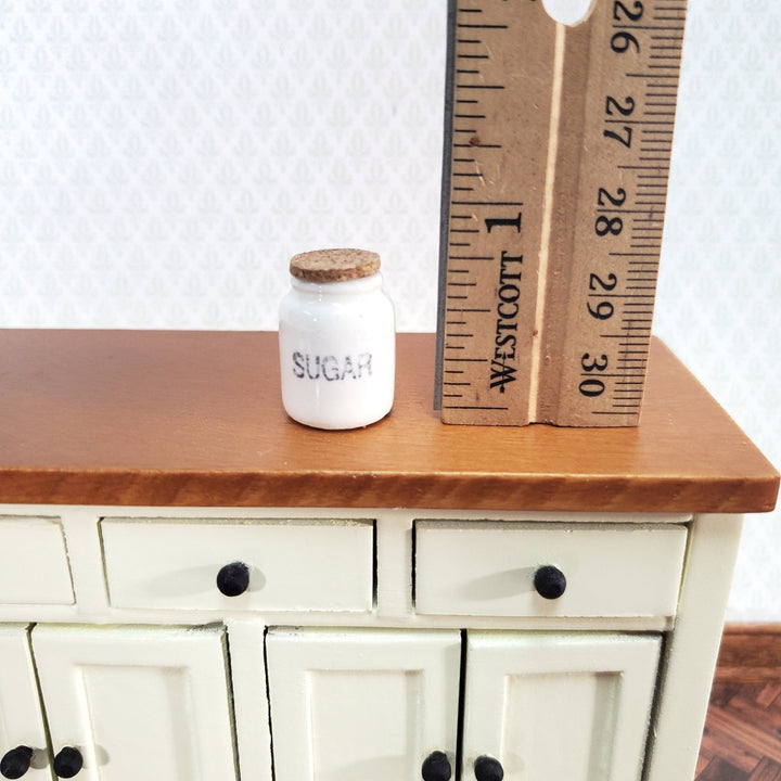 Dollhouse White Crock SUGAR with Cork Top 1:12 Scale Miniature Handmade Kitchen - Miniature Crush