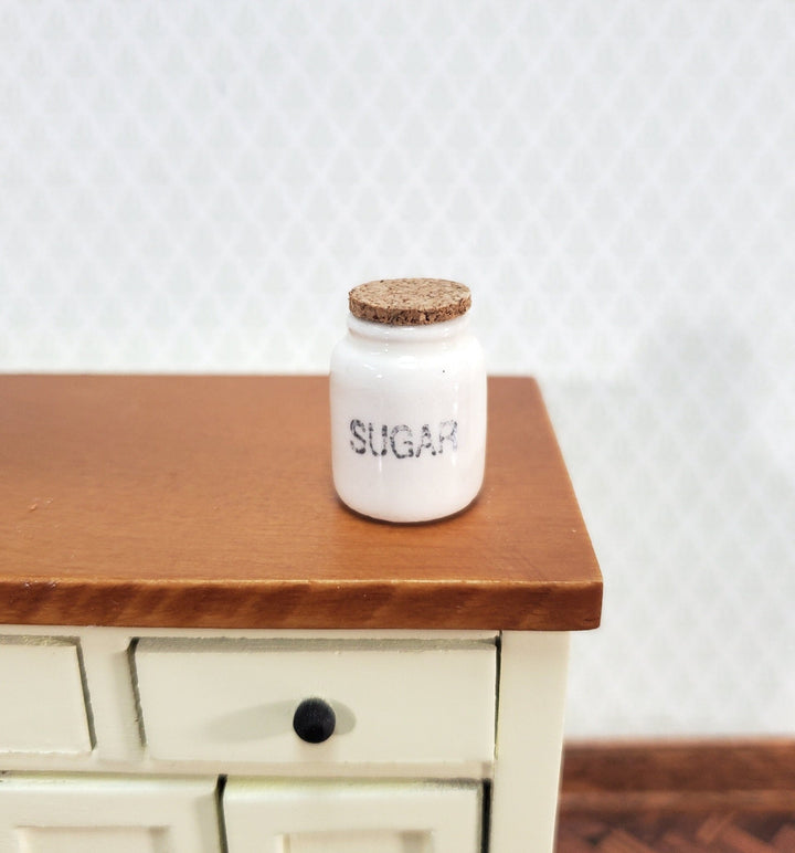 Dollhouse White Crock SUGAR with Cork Top 1:12 Scale Miniature Handmade Kitchen - Miniature Crush