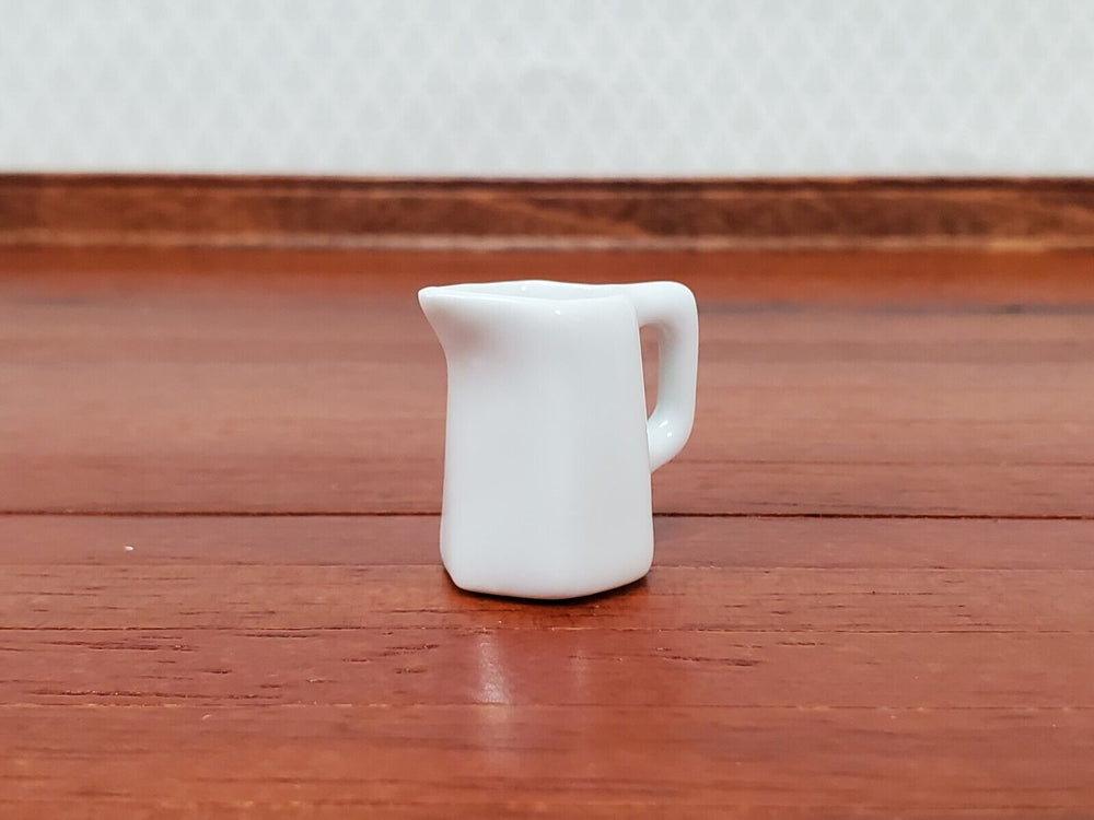 Dollhouse White Pitcher with Handle Ceramic 1:12 Scale Miniature Kitchen Dishes - Miniature Crush