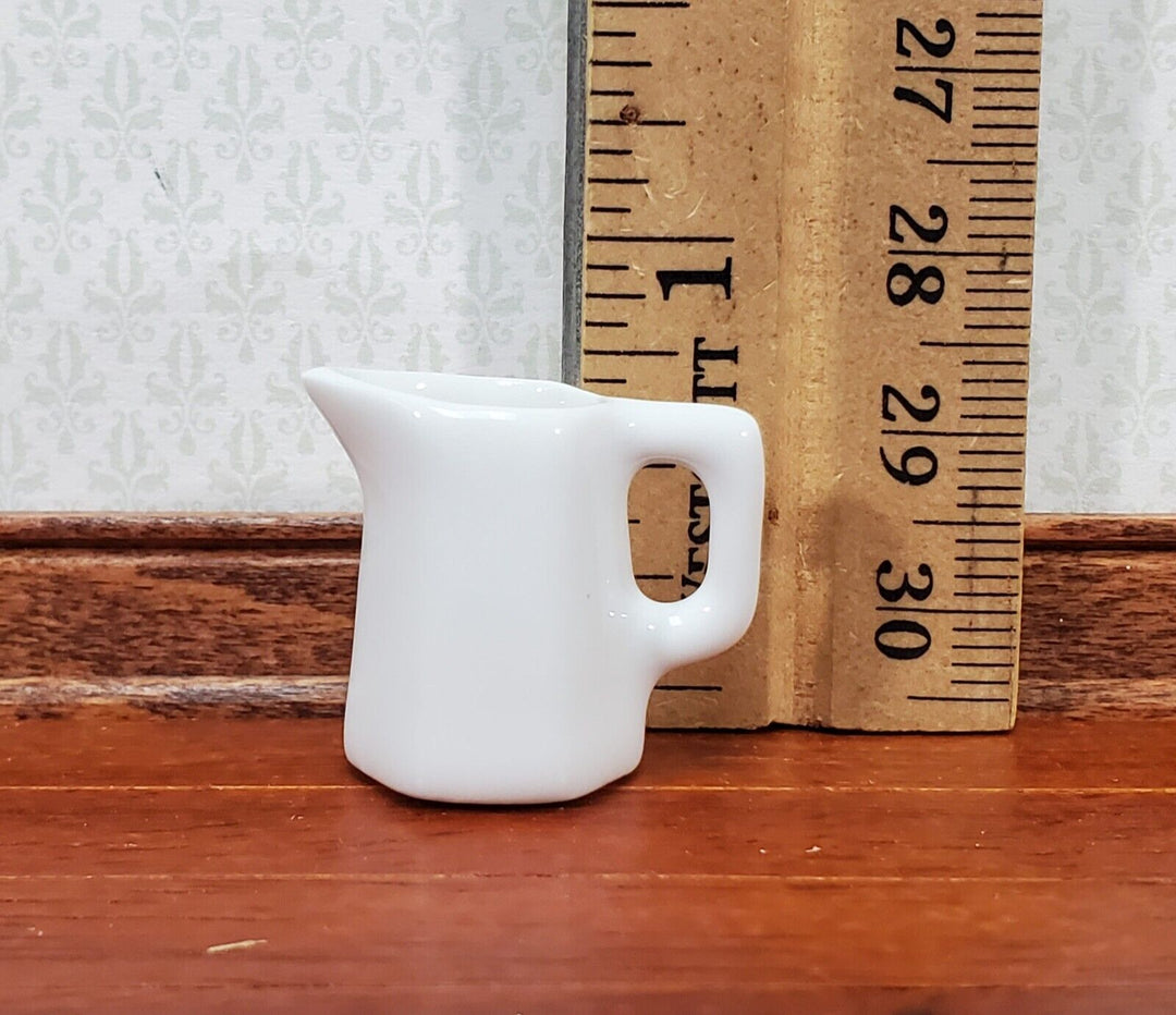 Dollhouse White Pitcher with Handle Ceramic 1:12 Scale Miniature Kitchen Dishes - Miniature Crush