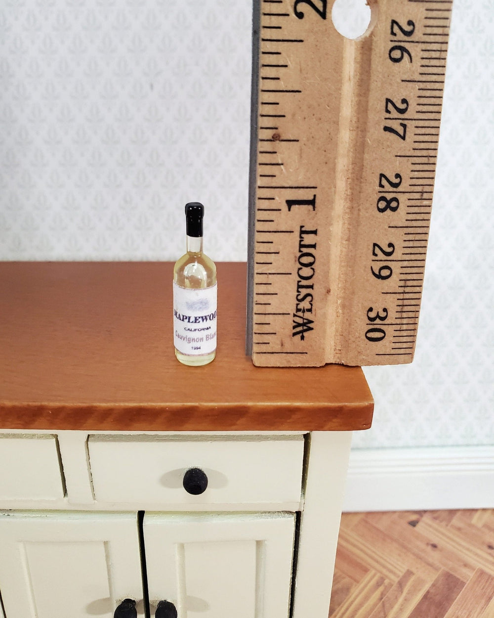 Dollhouse White Wine Bottle 1:12 Scale Miniature Kitchen Food & Drink - Miniature Crush