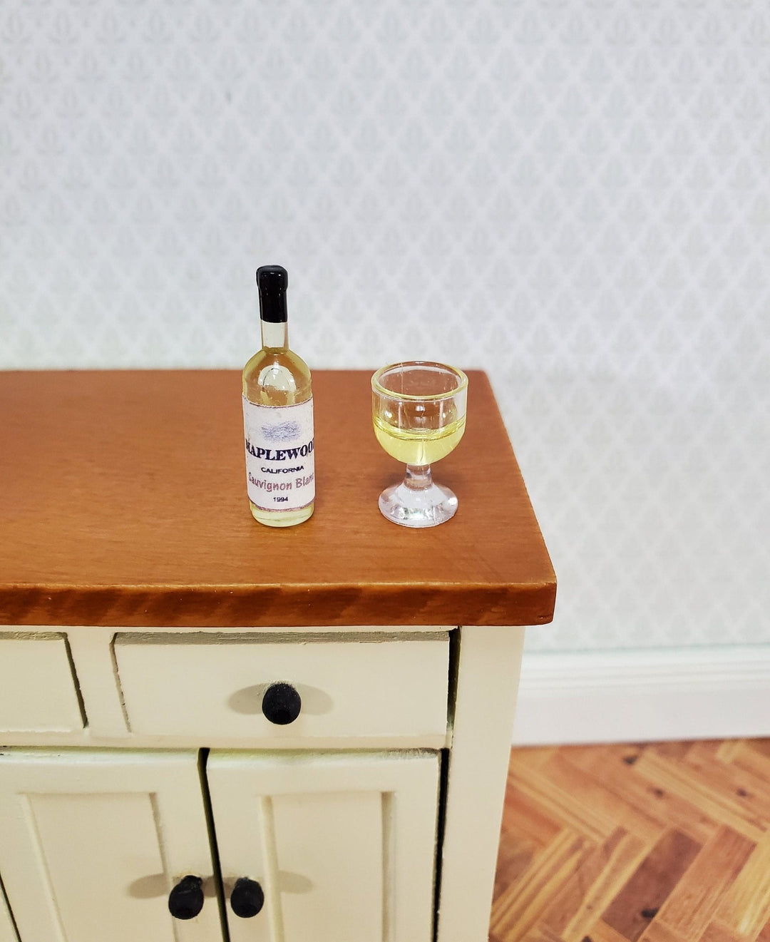 Dollhouse White Wine Bottle 1:12 Scale Miniature Kitchen Food & Drink - Miniature Crush